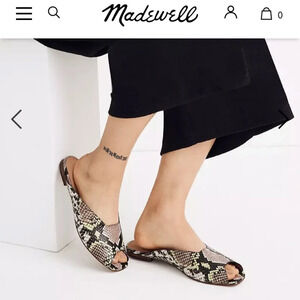 Madewell Erica peep-toe mule Leather snake python slides